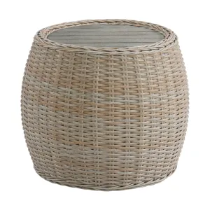 Ollie Cuddler Chair and End Table - Tan and Olefin White Cream