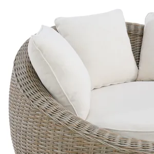 Ollie Cuddler Chair and End Table - Tan and Olefin White Cream