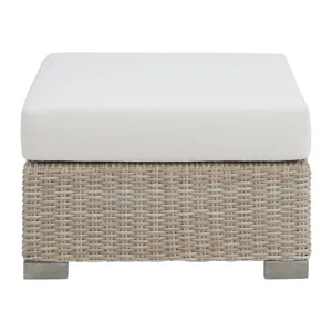 Ollie Ottoman - Tan and Olefin White Cream