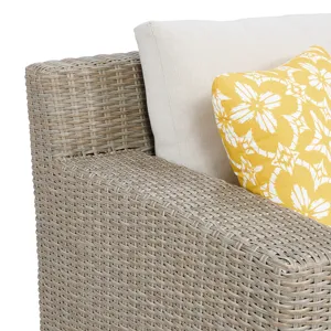 Ollie Chair - Tan and Olefin White Cream with 1 Yellow Pillow