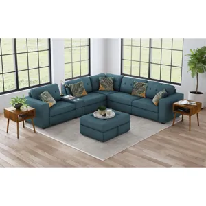 Options One Storage Ottoman in Palmer Teal