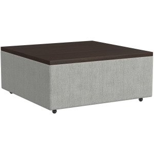 Options Three Ottoman W/Wood Top, Caster in Alpha Fog
