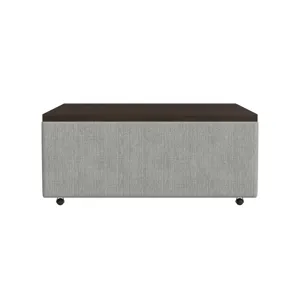 Options Three Ottoman W/Wood Top, Caster in Alpha Fog