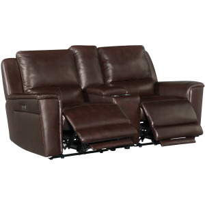 Pantera Power Motion Loveseat with Console in Palais Dark Brown