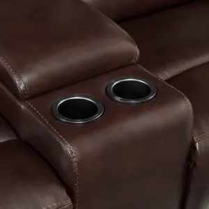 Pantera Power Motion Loveseat with Console in Palais Dark Brown
