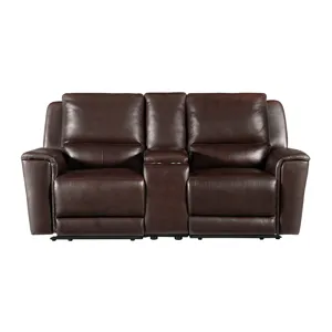 Pantera Power Motion Loveseat with Console in Palais Dark Brown