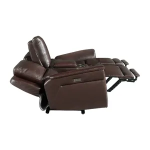 Pantera Power Motion Loveseat with Console in Palais Dark Brown