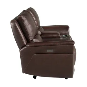 Pantera Power Motion Loveseat with Console in Palais Dark Brown