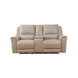 Pantera Power Motion Loveseat with Console in Palais Taupe
