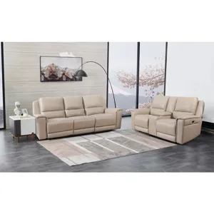 Pantera Power Motion Loveseat with Console in Palais Taupe
