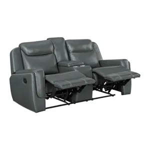 Panther Motion Loveseat with Console in Neono Grey