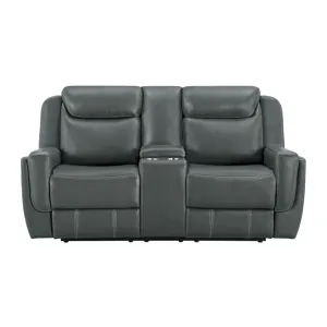 Panther Motion Loveseat with Console in Neono Grey