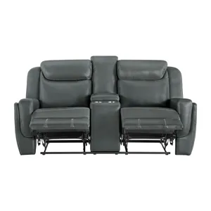 Panther Motion Loveseat with Console in Neono Grey