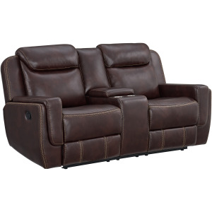 Panther Motion Loveseat with Console in Neono Brown