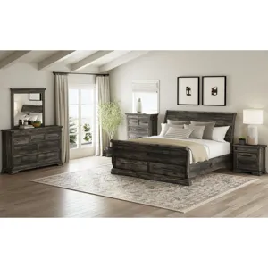 Park Ridge Full Sleigh Storage Bed in Charcoal