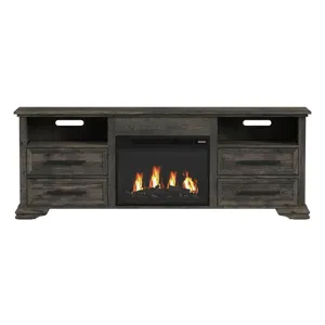 Park Ridge KIT - 71\'\' TV Console with Fireplace Insert in Charcoal