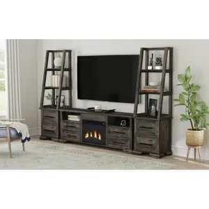 Park Ridge KIT - 71\'\' TV Console with Fireplace Insert in Charcoal