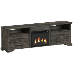 Park Ridge KIT - 82'' TV Console with Fireplace Insert in Charcoal