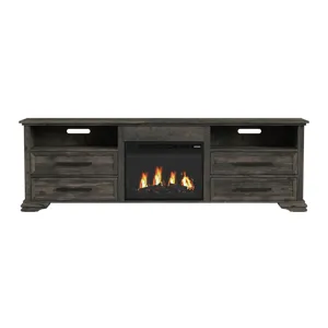 Park Ridge KIT - 82\'\' TV Console with Fireplace Insert in Charcoal