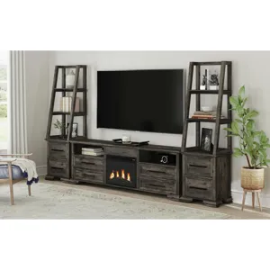 Park Ridge KIT - 82\'\' TV Console with Fireplace Insert in Charcoal