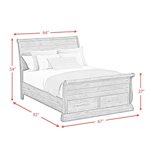 Park Ridge Queen Sleigh Storage Bed in Charcoal