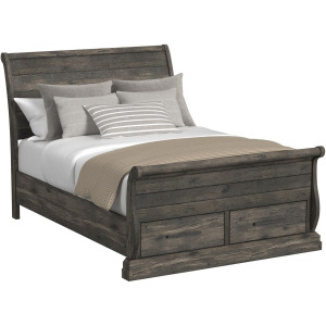 Park Ridge Full Sleigh Storage Bed in Charcoal