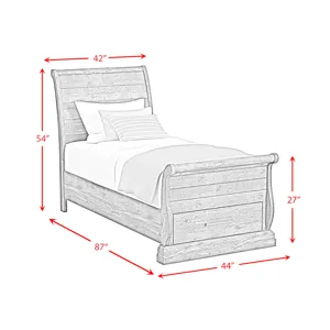 Park Ridge Twin Sleigh Storage Bed in Charcoal