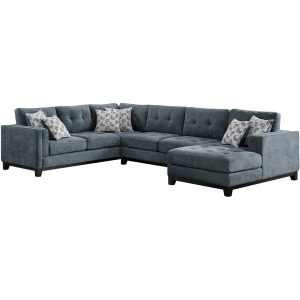 Wyatt Kymberly Navy Sectional 3PC Set & Ottoman