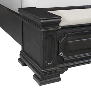 Kings Court Black 4PC Set w/Queen Storage Bed and NS