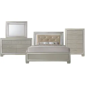 Platinum Champagne 4PC Set w/Queen Bed & CH