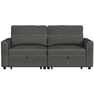 Sonic Hammertime Grey Sectional 2PC Set w/2 Pull Bed Chairs
