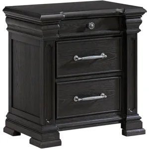 Kings Court Black 4PC Set w/Queen Bed and NS