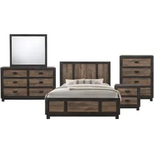 Harlington Walnut 5PC Set w/Queen Bed