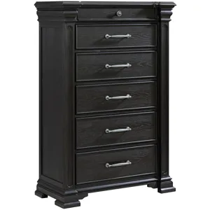 Kings Court Black 4PC Set w/Queen Bed and CH