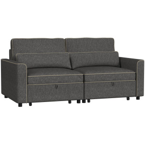Sonic Hammertime Grey Sectional 2PC Set w/2 Pull Bed Chairs