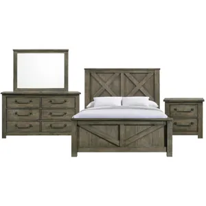 Maverick Antique Grey 4PC Set w/ Queen Bed and NS