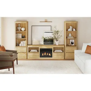 Rosalie Natural 4PC Set w/71" TV Console with Fireplace Insert (Ships in 4 Boxes)
