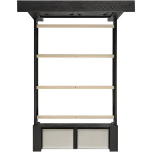 Kings Court Black 4PC Set w/Queen Storage Bed and NS