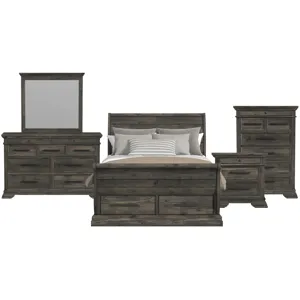 Park Ridge Charcoal 5PC Set w/Queen Sleigh Storage Bed