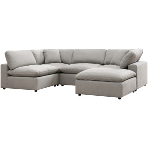 Cloud 9 Flex Dove 4PC Sectional & Ottoman