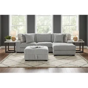 Nightfall Grand Cord Light Grey Sectional 2PC Set