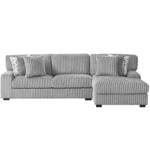 Nightfall Grand Cord Light Grey Sectional 2PC Set