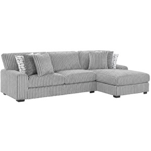 Nightfall Grand Cord Light Grey Sectional 2PC Set
