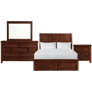 Sullivan Rich Cherry 4PC Set w/Queen Bed & NS