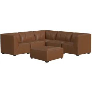 Blake Pebble Tan Sectional 5PC Set & Ottoman
