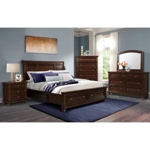 Kingston Cherry Brown 3PC Set w/Queen Storage FB Bed