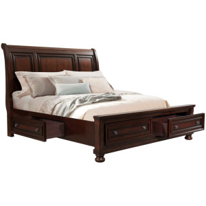 Kingston Cherry Brown 4PC Set w/Queen Storage FB Bed with CH