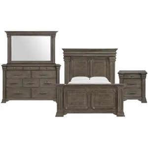 Kings Court Grey 4PC Set w/Queen Bed and NS