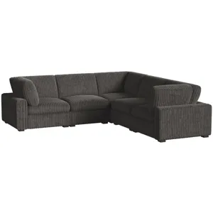 Esprit Grand Cord Charcoal Sectional 5PC Set & Ottoman