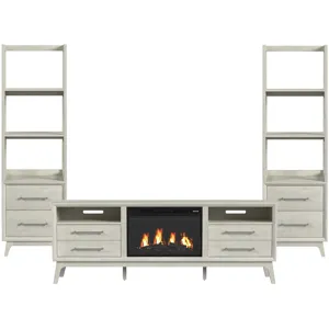 Westland Almond 4PC Set w/71" TV Console with Fireplace Insert (Ships in 4 Boxes)